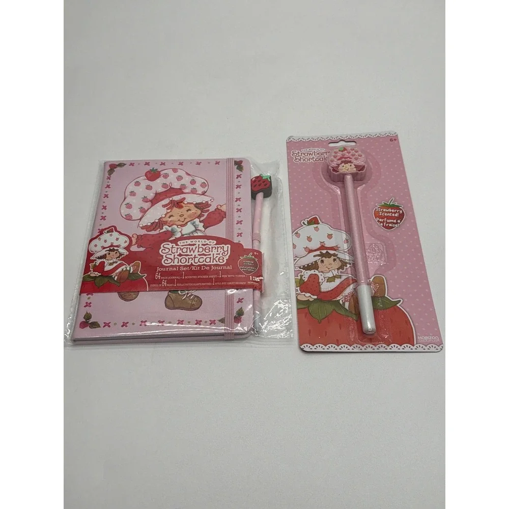 Strawberry Shortcake Journal Set and Scented Pen Bundle Pink Retro Stationery